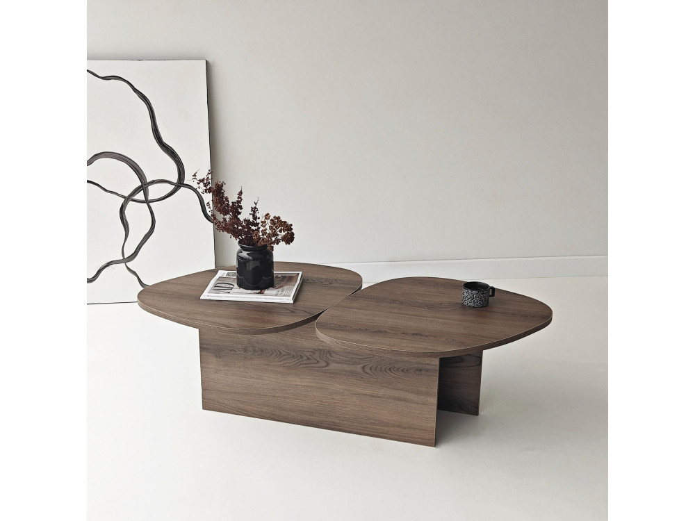Couchtisch aus Holz "Stones" 125 x 60 x 38 cm - Nussbaum