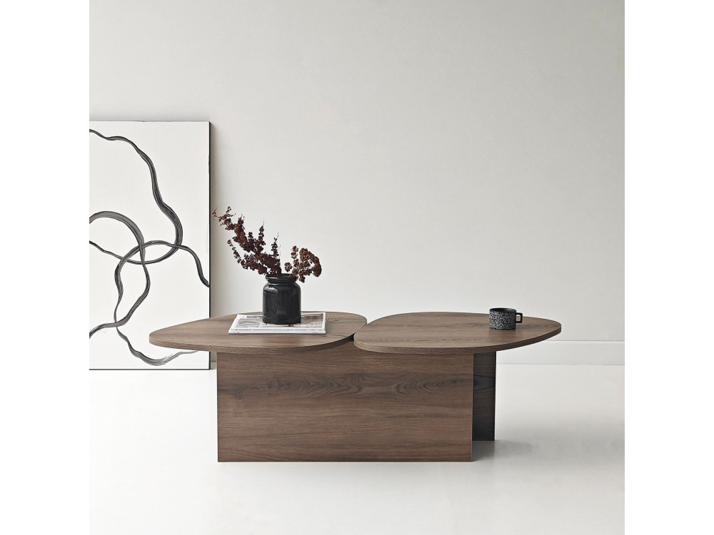 Couchtisch aus Holz "Stones" 125 x 60 x 38 cm - Nussbaum