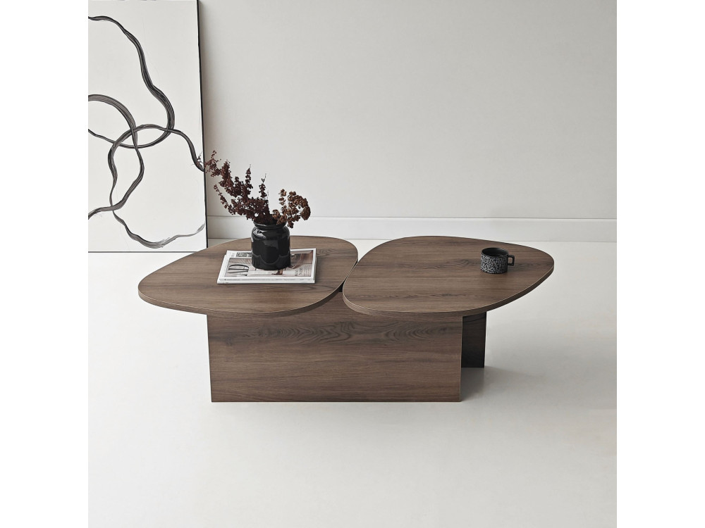 Couchtisch aus Holz "Stones" 125 x 60 x 38 cm - Nussbaum
