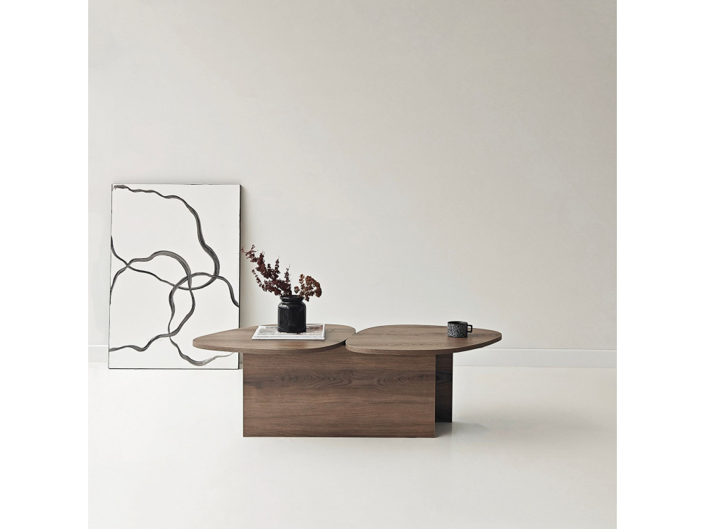 Couchtisch aus Holz "Stones" 125 x 60 x 38 cm - Nussbaum