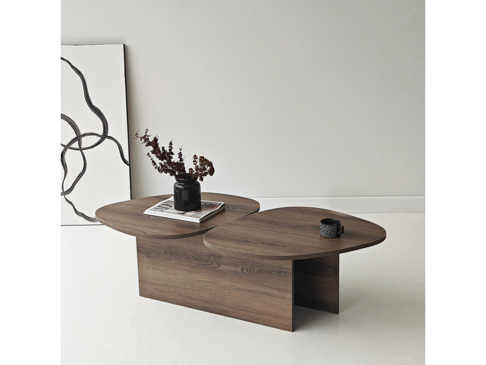 Couchtisch aus Holz "Stones" 125 x 60 x 38 cm - Nussbaum