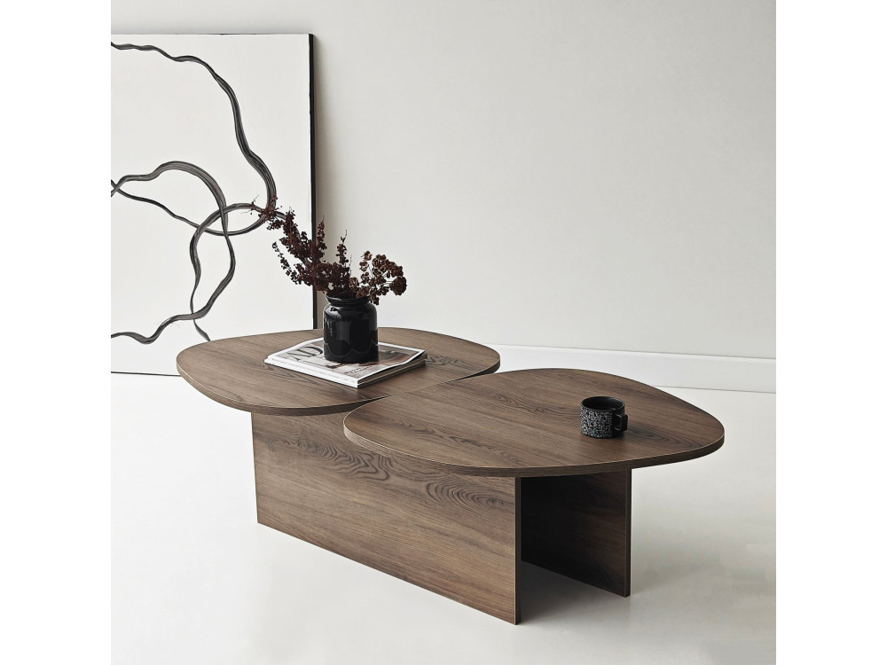 Couchtisch aus Holz "Stones" 125 x 60 x 38 cm - Nussbaum