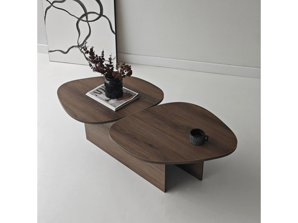 Couchtisch aus Holz "Stones" 125 x 60 x 38 cm - Nussbaum