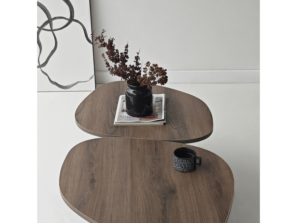 Couchtisch aus Holz "Stones" 125 x 60 x 38 cm - Nussbaum