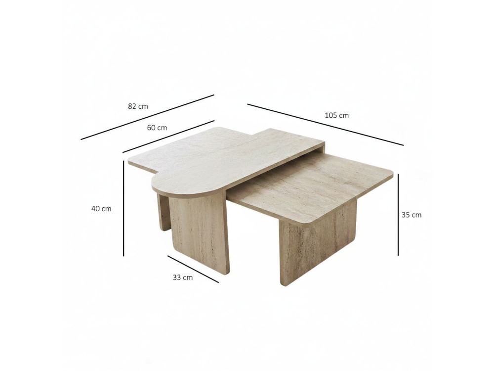 Couchtisch-Set aus Holz "Paris" 105 x 60 x 35 cm - Bronze