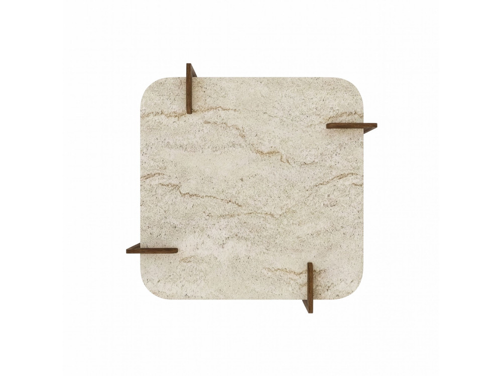 Couchtisch aus Holz "Afrolli" - 90 x 90 x 35 cm - Travertin