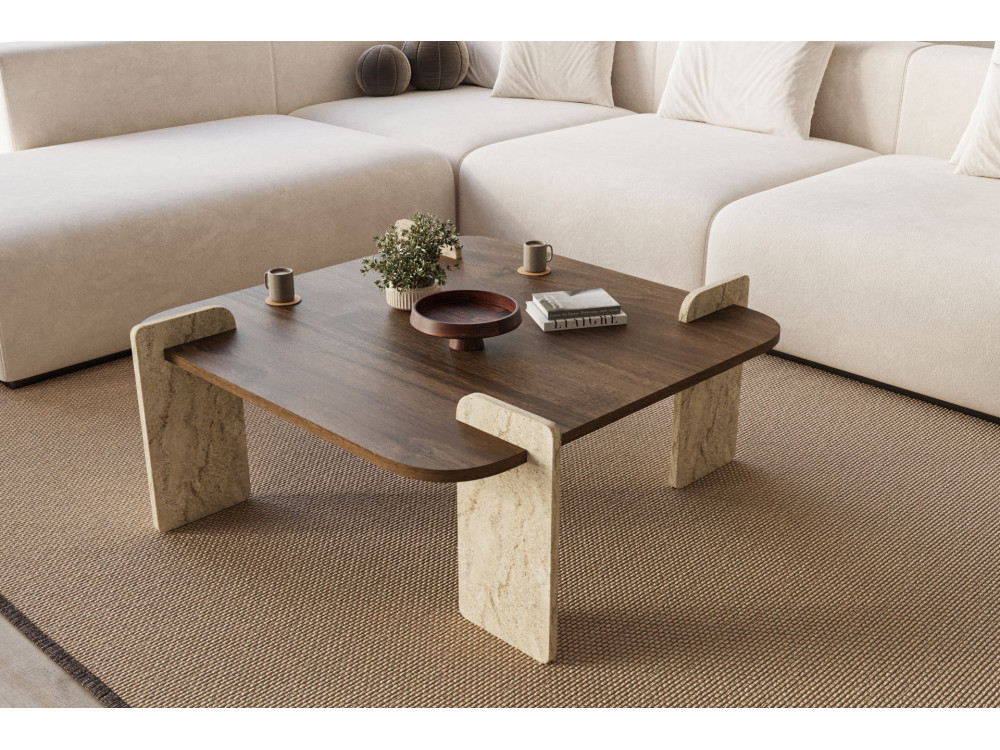 Couchtisch aus Holz "Afrolli" - 90 x 90 x 35 cm - Braun