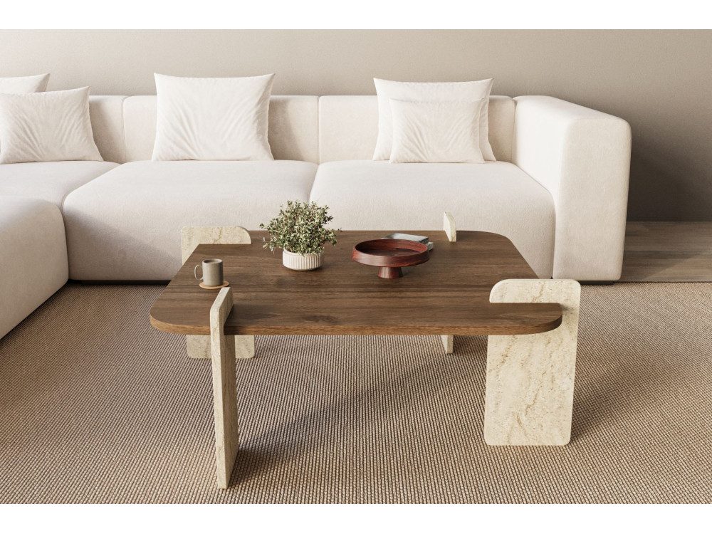 Couchtisch aus Holz "Afrolli" - 90 x 90 x 35 cm - Braun