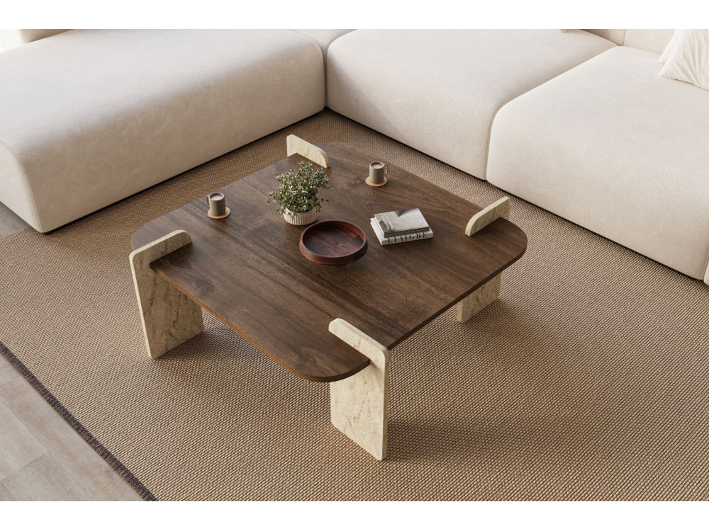 Couchtisch aus Holz "Afrolli" - 90 x 90 x 35 cm - Braun