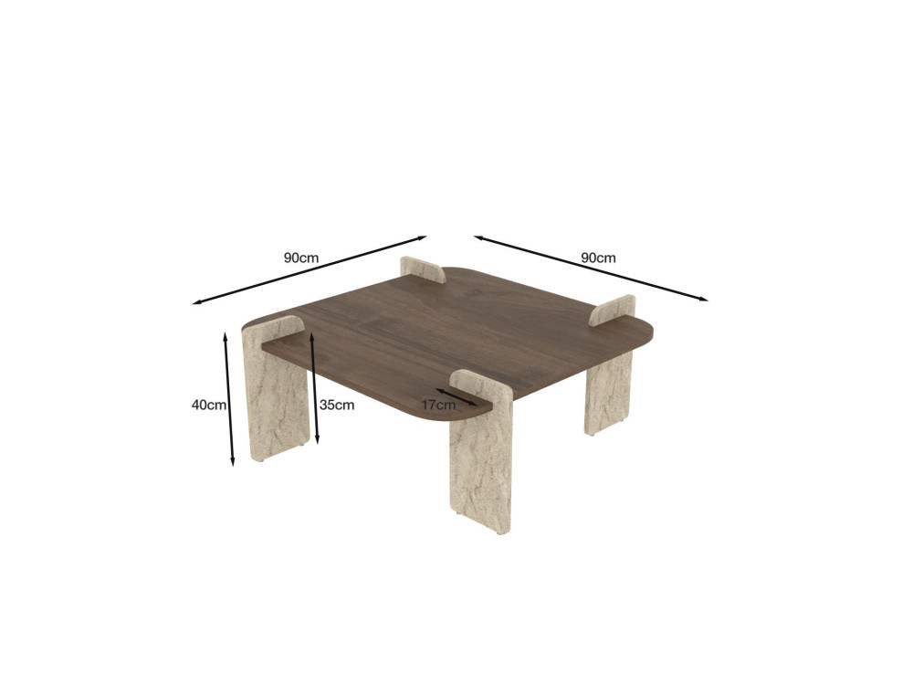 Couchtisch aus Holz "Afrolli" - 90 x 90 x 35 cm - Braun