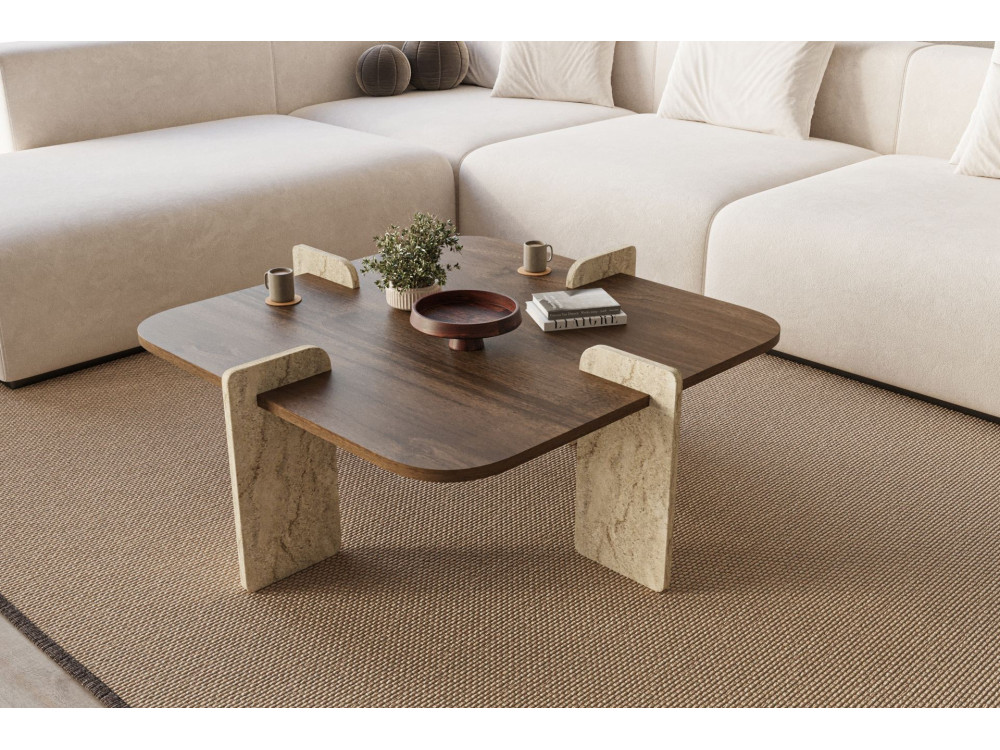 Couchtisch aus Holz "Poalla" - 90 x 90 x 35 cm - Braun