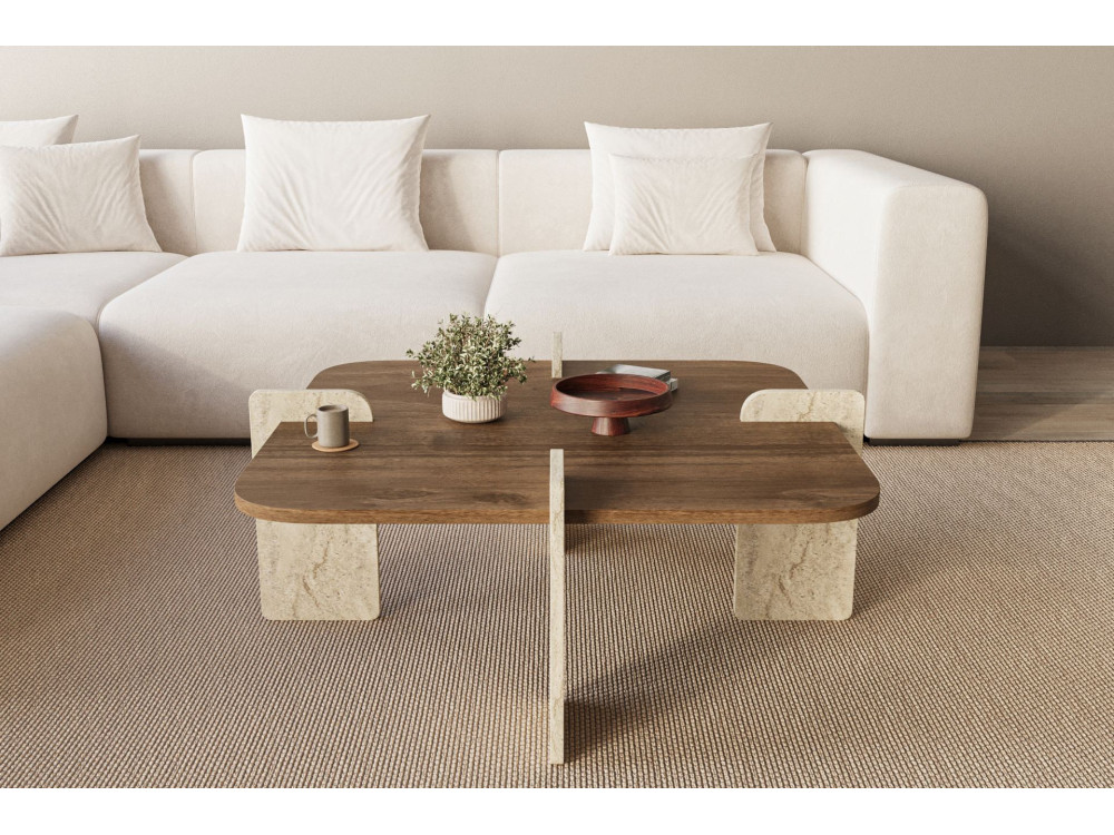 Couchtisch aus Holz "Poalla" - 90 x 90 x 35 cm - Braun
