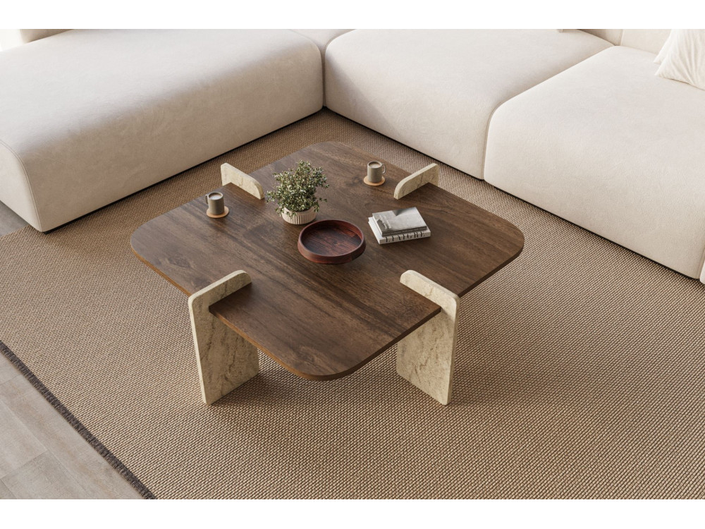 Couchtisch aus Holz "Poalla" - 90 x 90 x 35 cm - Braun