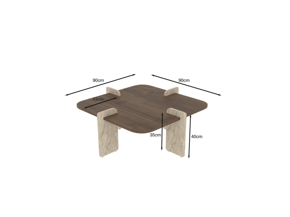 Couchtisch aus Holz "Poalla" - 90 x 90 x 35 cm - Braun