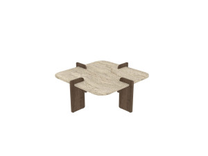 Couchtisch aus Holz "Poalla" - 90 x 90 x 35 cm - Travertin