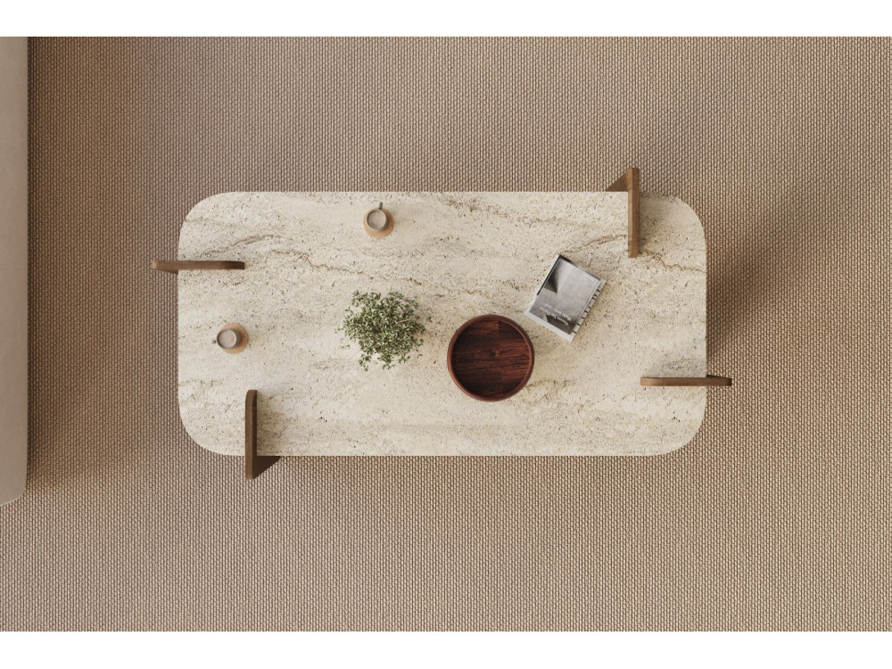 Couchtisch aus Holz "Leapiri" - 120 x 60 x 35 cm - Travertin