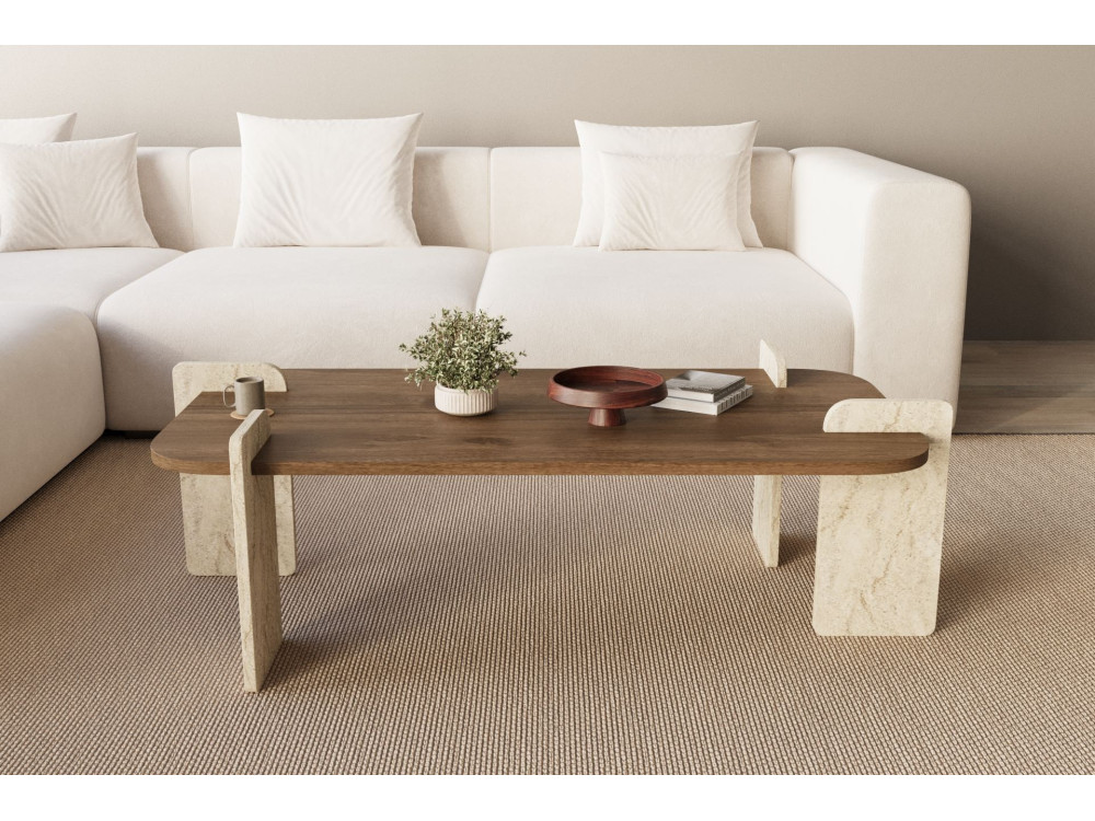 Couchtisch aus Holz "Leapiri" - 120 x 60 x 35 cm - Braun