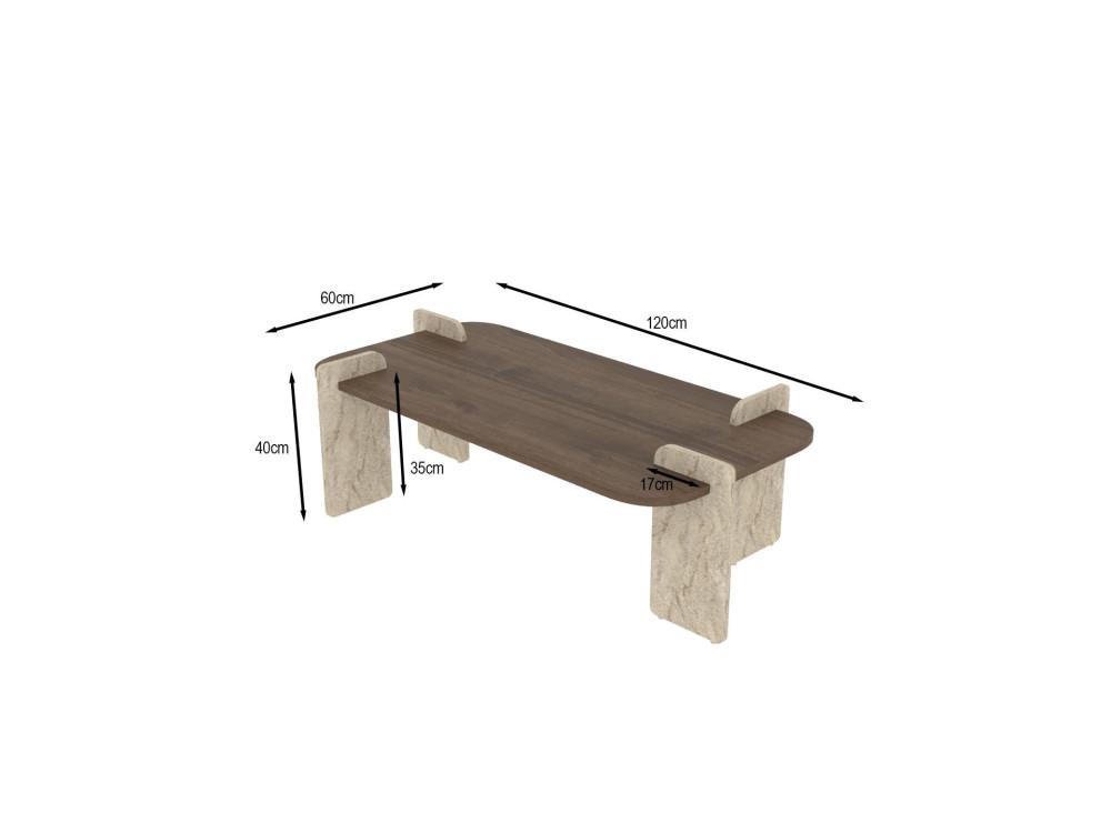 Couchtisch aus Holz "Leapiri" - 120 x 60 x 35 cm - Braun