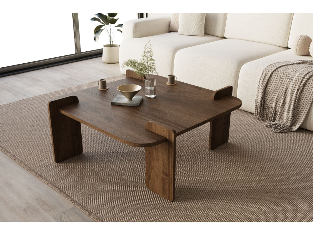 Holz Couchtisch "Woog" 90 x 90 x 35 cm - Nussbaum