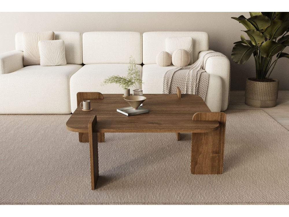 Holz Couchtisch "Woog" 90 x 90 x 35 cm - Nussbaum
