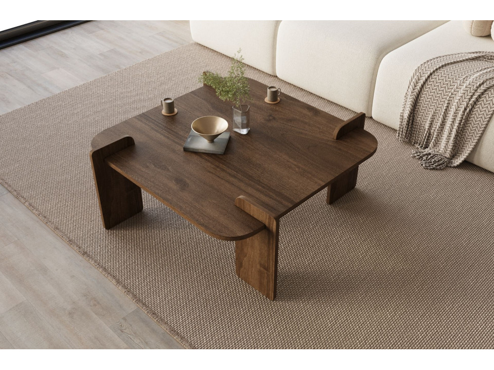 Holz Couchtisch "Woog" 90 x 90 x 35 cm - Nussbaum