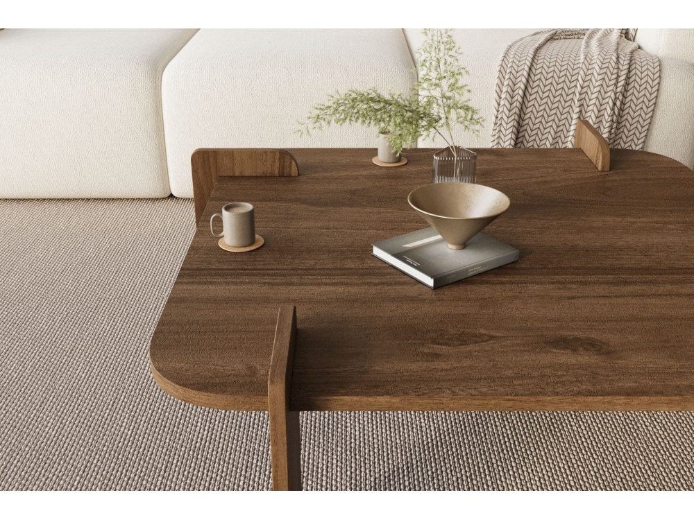 Holz Couchtisch "Woog" 90 x 90 x 35 cm - Nussbaum