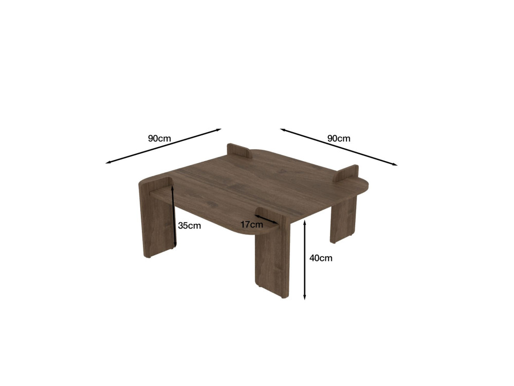Holz Couchtisch "Woog" 90 x 90 x 35 cm - Nussbaum