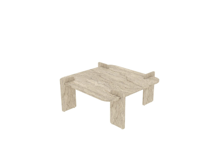 Couchtisch aus Holz "Woog" 90 x 90 x 35 cm - Travertin