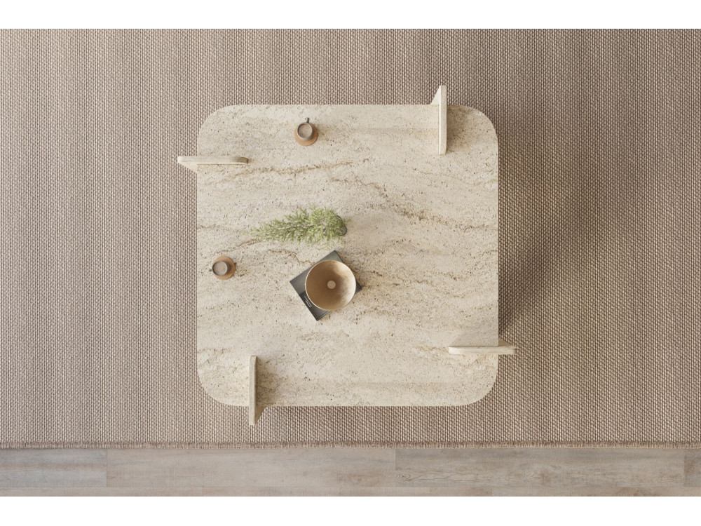 Couchtisch aus Holz "Woog" 90 x 90 x 35 cm - Travertin