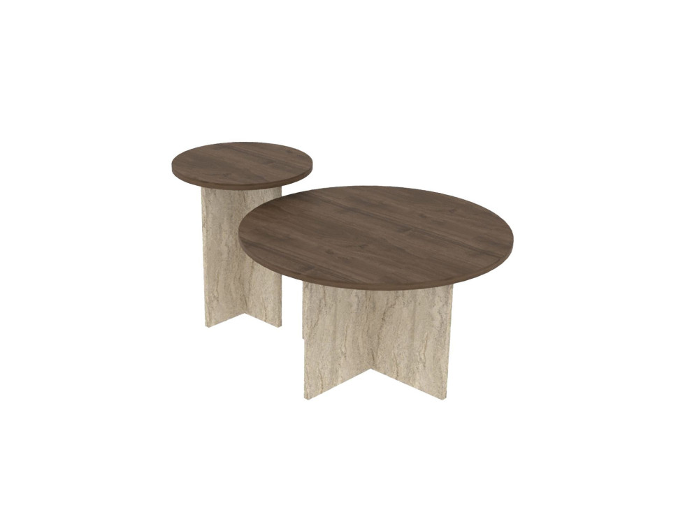 Couchtisch-Set aus Holz "Private" 70 x 70 x 40 cm - Walnussholz