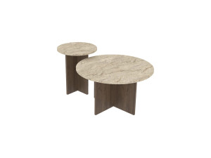 Couchtisch-Set aus Holz "Private" 70 x 70 x 40 cm - Travertin