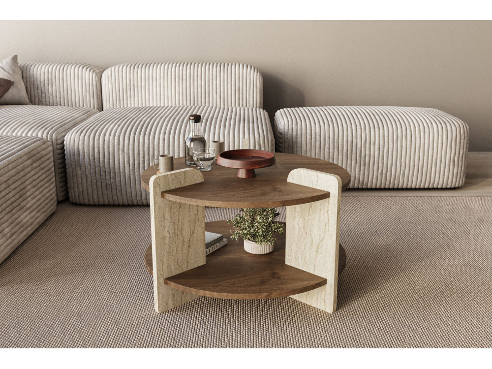 Holz Couchtisch "Oalla" 70 x 70 x 45 cm - Nussbaum