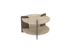 Couchtisch aus Holz "Oalla" 70 x 70 x 45 cm - Travertin
