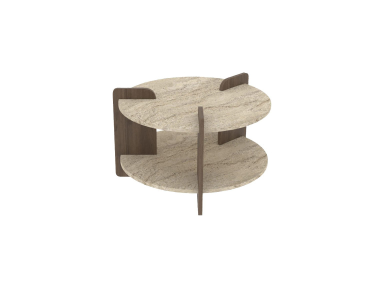 Couchtisch aus Holz "Oalla" 70 x 70 x 45 cm - Travertin
