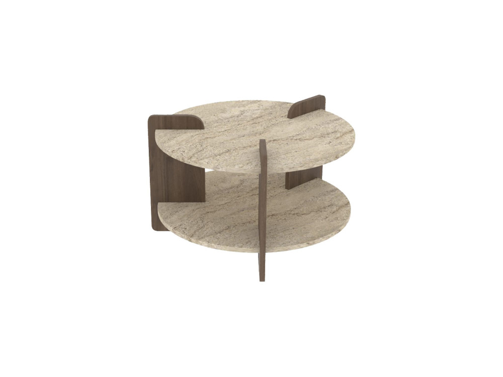 Couchtisch aus Holz "Oalla" 70 x 70 x 45 cm - Travertin