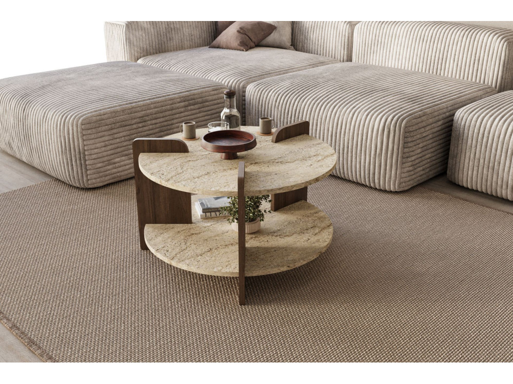 Couchtisch aus Holz "Oalla" 70 x 70 x 45 cm - Travertin