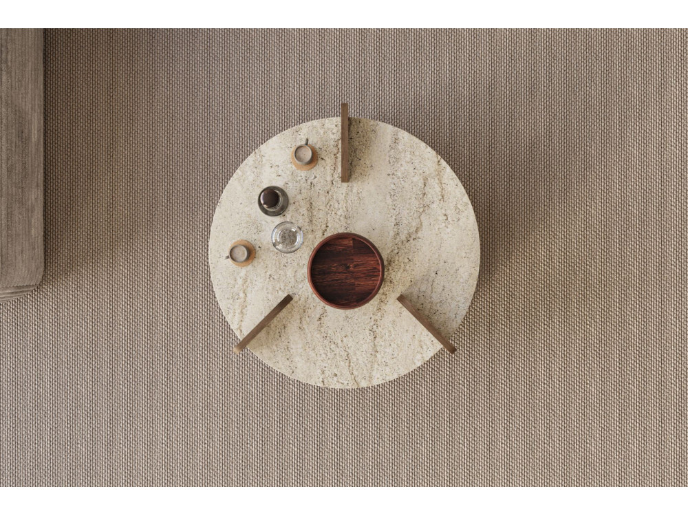Couchtisch aus Holz "Oalla" 70 x 70 x 45 cm - Travertin
