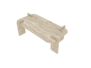 Couchtisch aus Holz "Lovge" 120 x 60 x 35 cm - Travertin