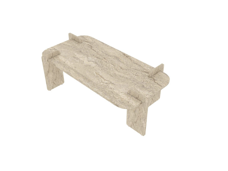 Couchtisch aus Holz "Lovge" 120 x 60 x 35 cm - Travertin