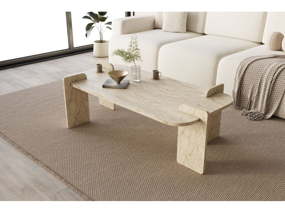 Couchtisch aus Holz "Lovge" 120 x 60 x 35 cm - Travertin