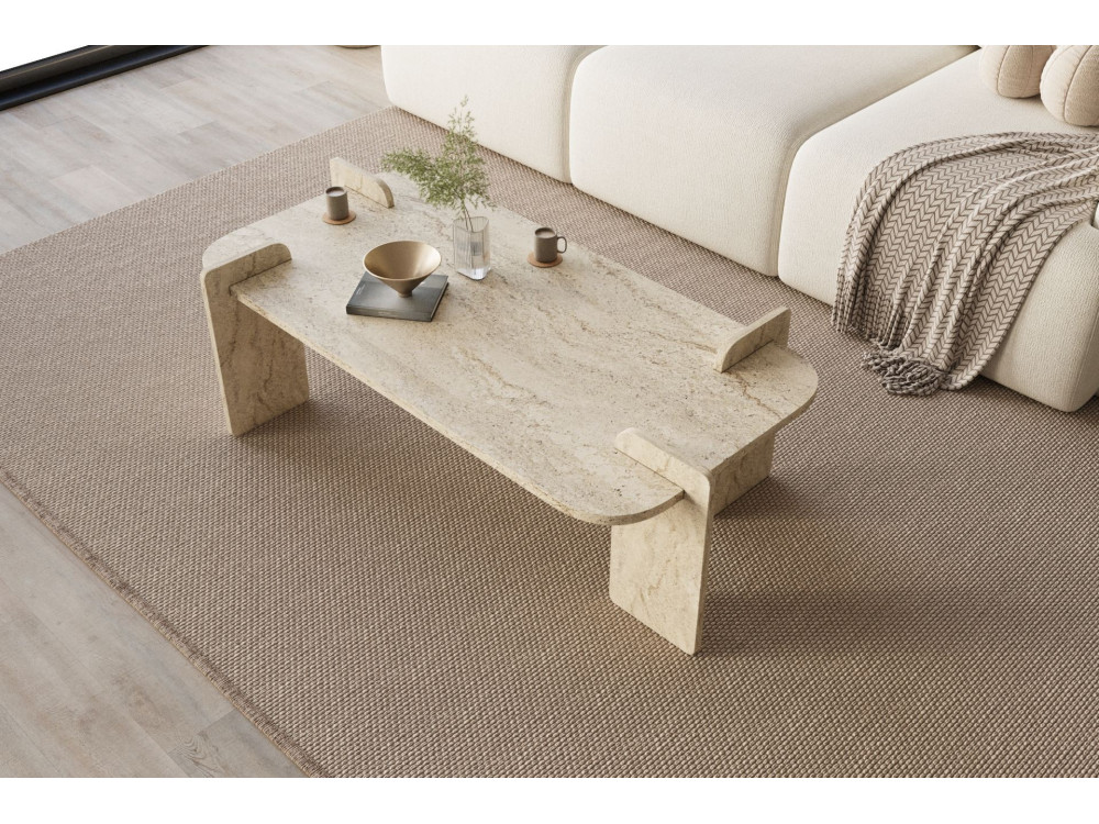 Couchtisch aus Holz "Lovge" 120 x 60 x 35 cm - Travertin