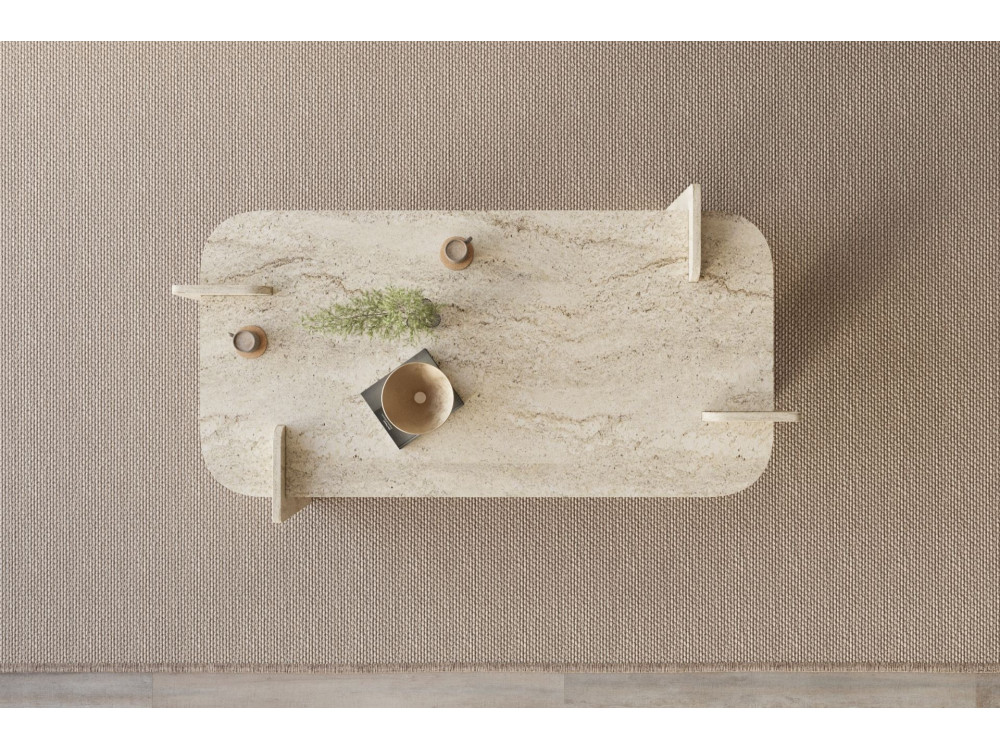 Couchtisch aus Holz "Lovge" 120 x 60 x 35 cm - Travertin