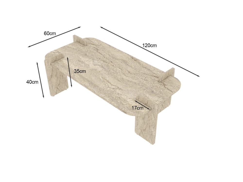 Couchtisch aus Holz "Lovge" 120 x 60 x 35 cm - Travertin