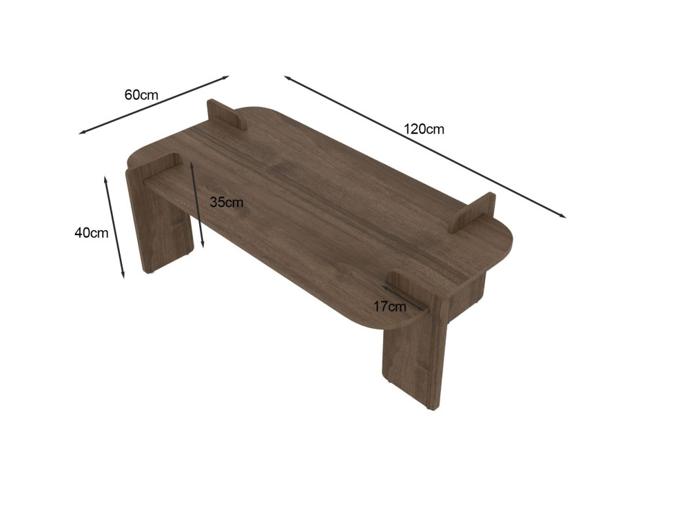 Couchtisch aus Holz "Lovge" 120 x 60 x 35 cm - Walnussholz