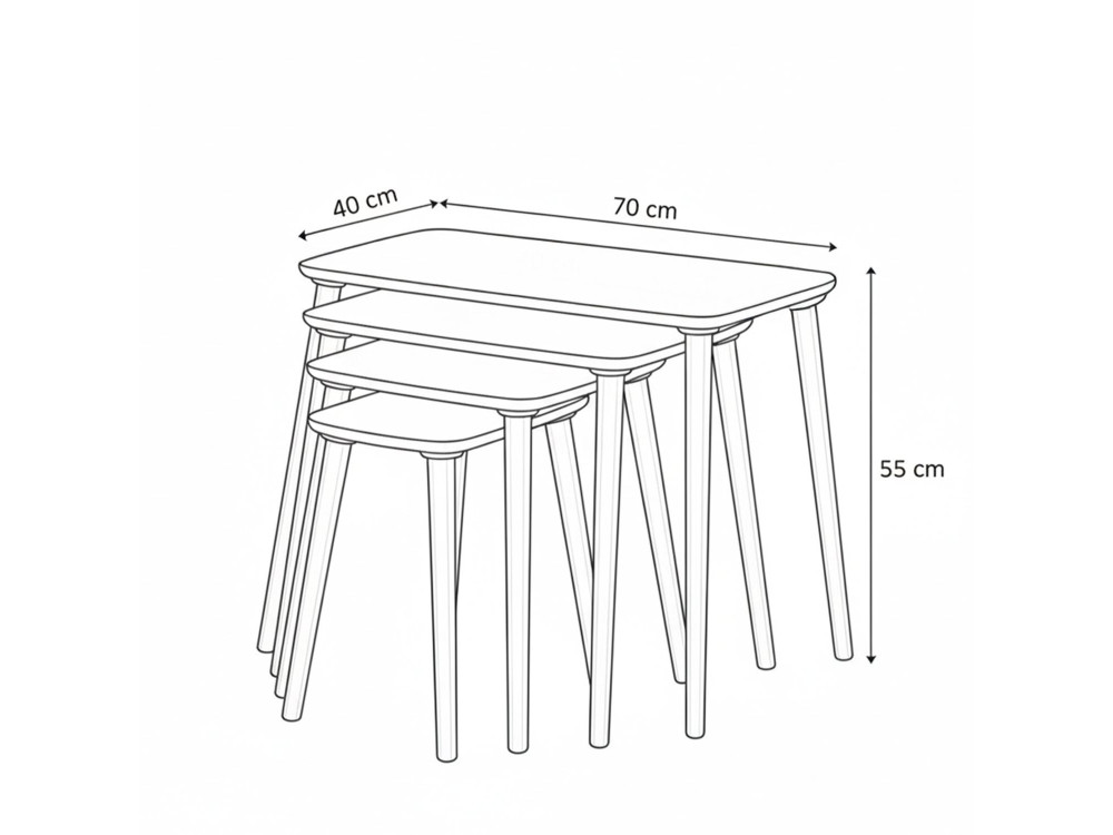 Satztisch (4 Teile) aus Holz "Luci" 70 x 40 x 55 cm - Eiche