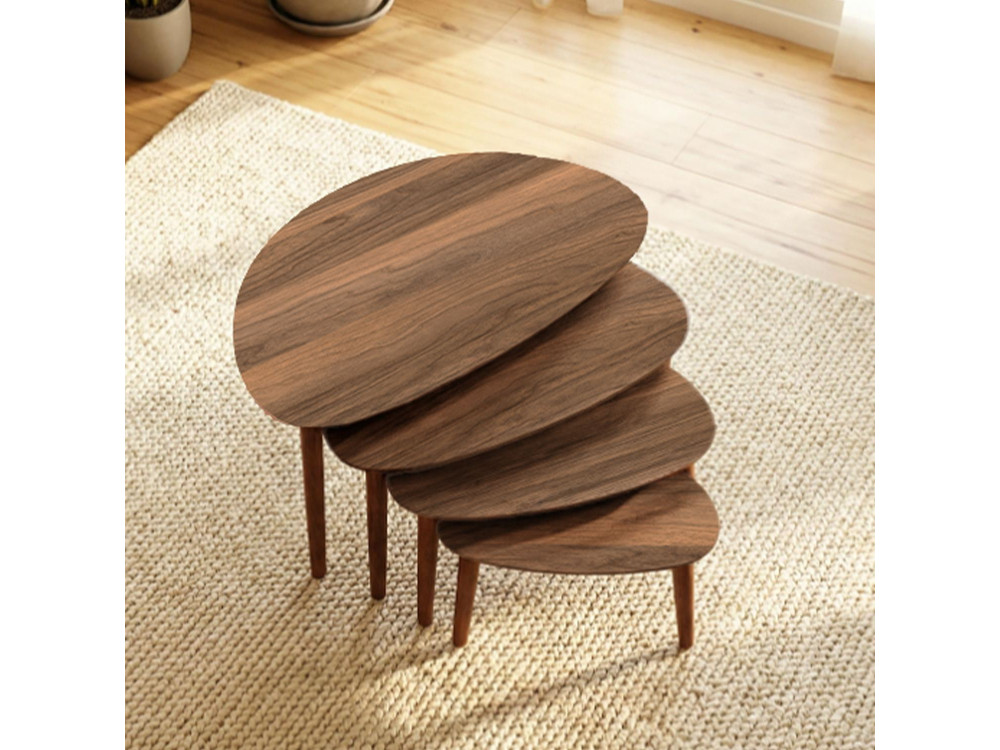 Satztisch (4 Teile) aus Holz "Nora" 68 x 45 x 55 cm - Nussbaum