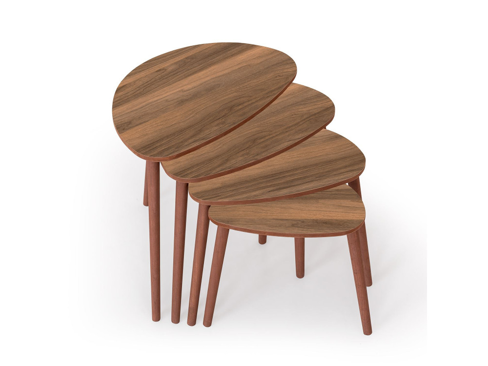 Satztisch (4 Teile) aus Holz "Nora" 68 x 45 x 55 cm - Nussbaum