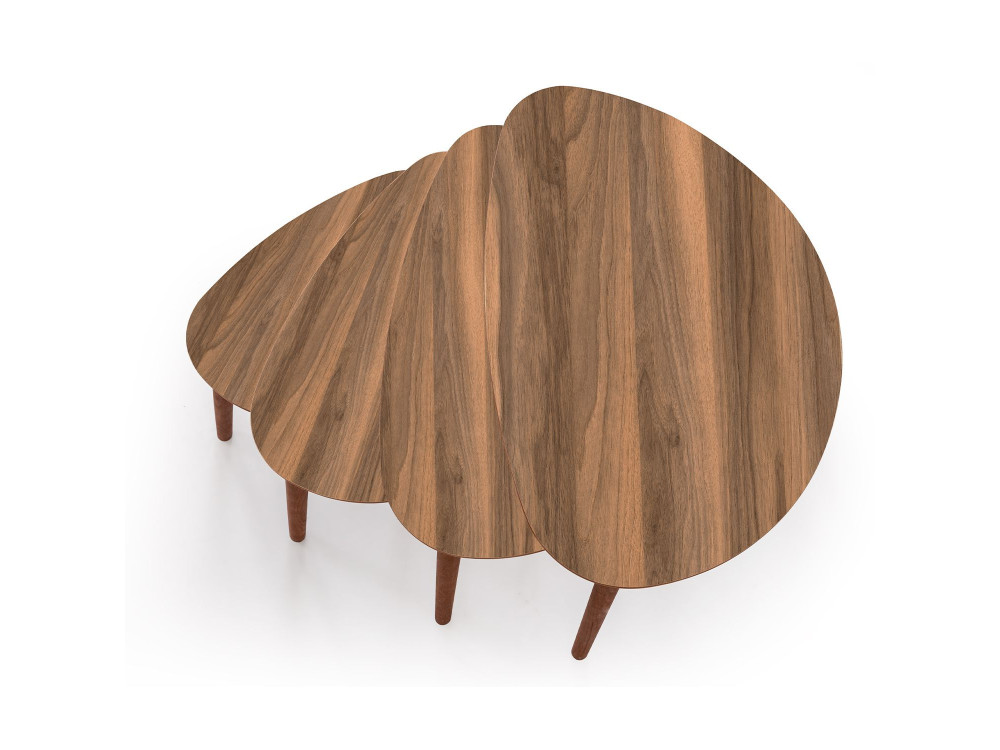 Satztisch (4 Teile) aus Holz "Nora" 68 x 45 x 55 cm - Nussbaum