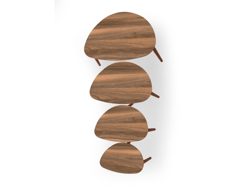 Satztisch (4 Teile) aus Holz "Nora" 68 x 45 x 55 cm - Nussbaum