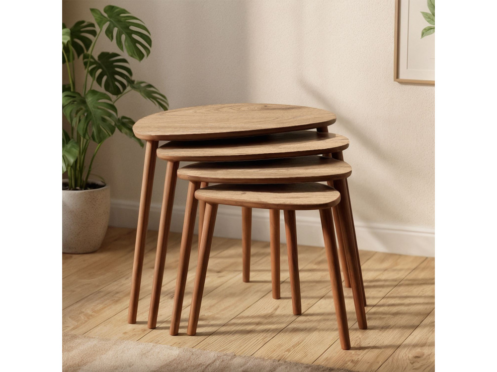 Satztisch (4 Teile) aus Holz "Nora" 68 x 45 x 55 cm - Eiche